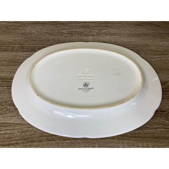 Pfaltzgraff Serving‎ Plate Platter USA Dish Floral 12" Oval Shaped Flowers White - Picture 8 of 10